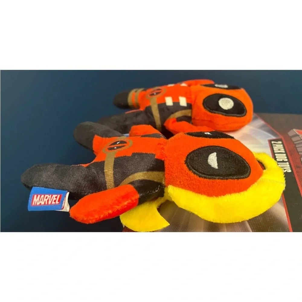 NEW Dog Toys -2 Pack, MARVEL Deadpool, 5” Plush Squeaker Toys, All Dogs HTF RARE